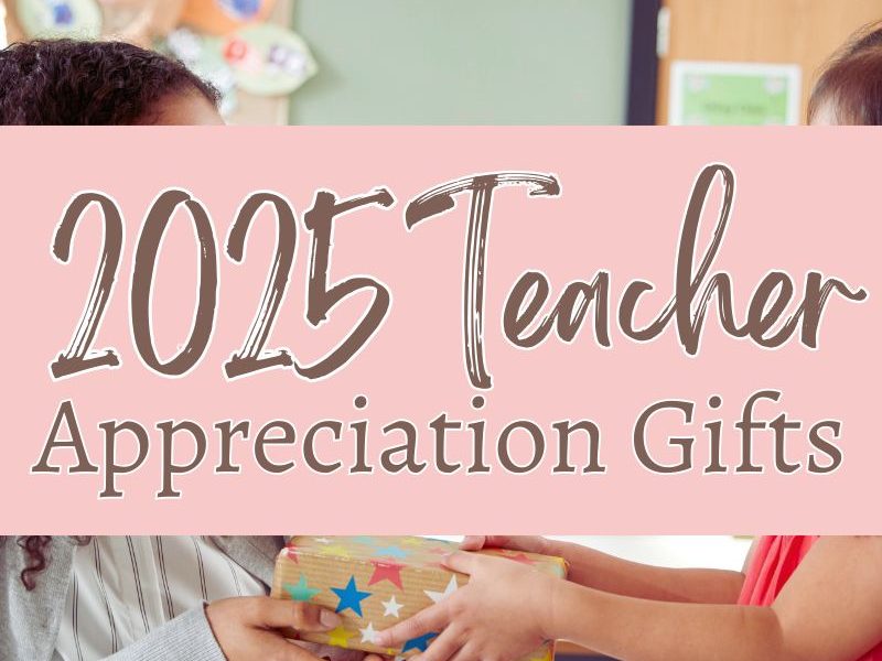 background image of female teacher receiving gift from child student wrapped in star wrapping paper