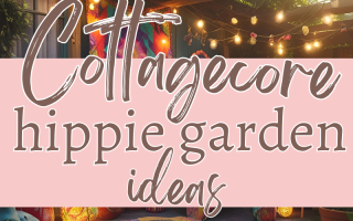 whimsical cottagecore backyard hippie garden with colorful meditation blanket, fairy lights and floor pillows